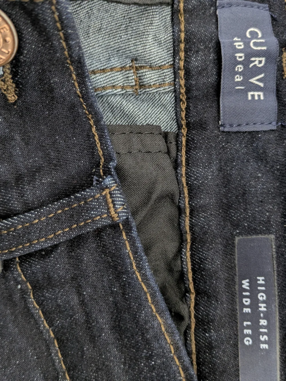 NWT Curve Appeal High Rise Wide Leg Jeans Size 8/29 Dark Wash Denim - Picture 7 of 10